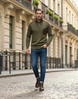 Renard Half-Zip Shoulder Detail Sweater - Green
