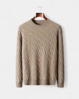 Luciénte Cable-Knit Wool Crewneck Sweater - Beige
