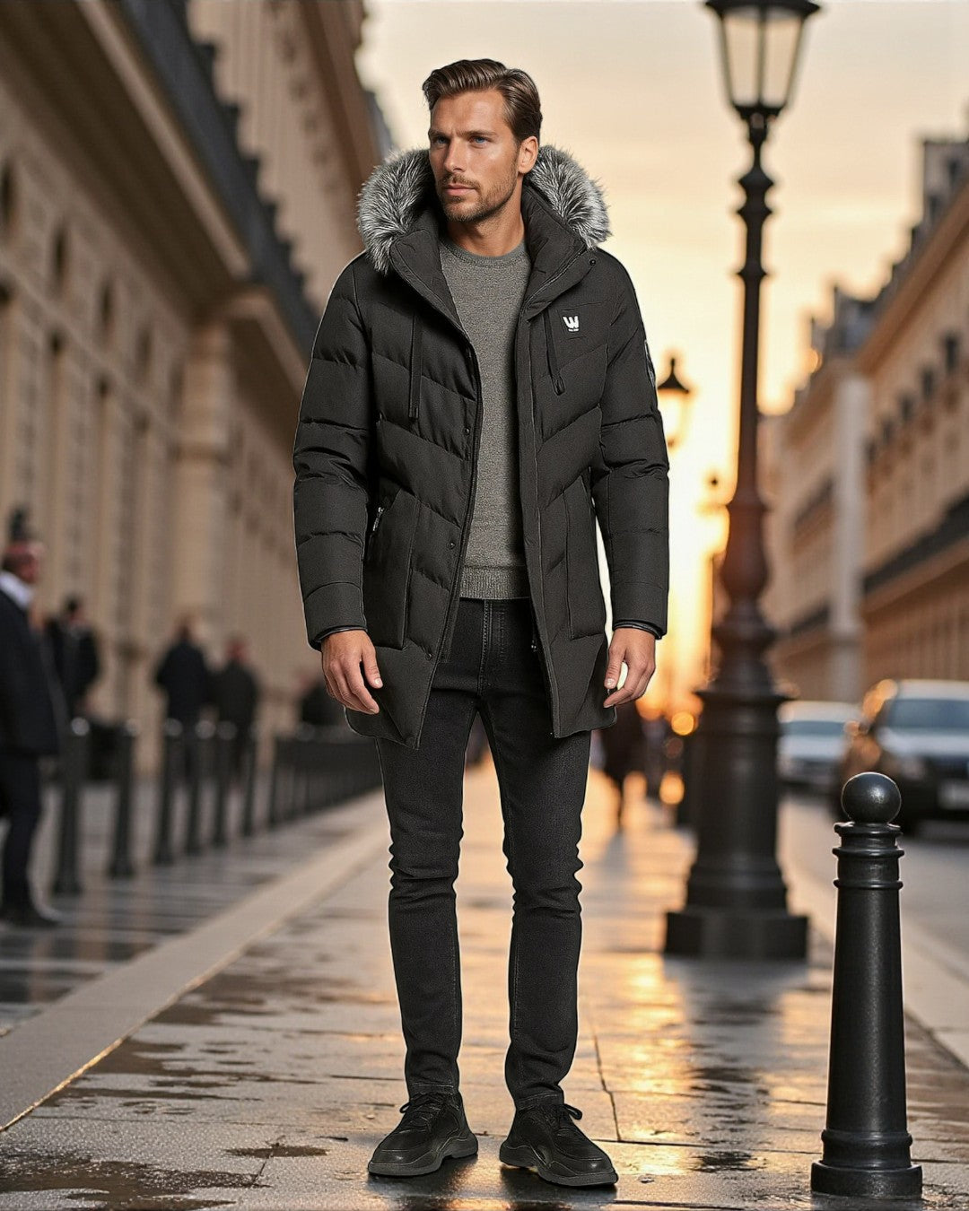 Valmont Insulated Black Hooded Parka - Black