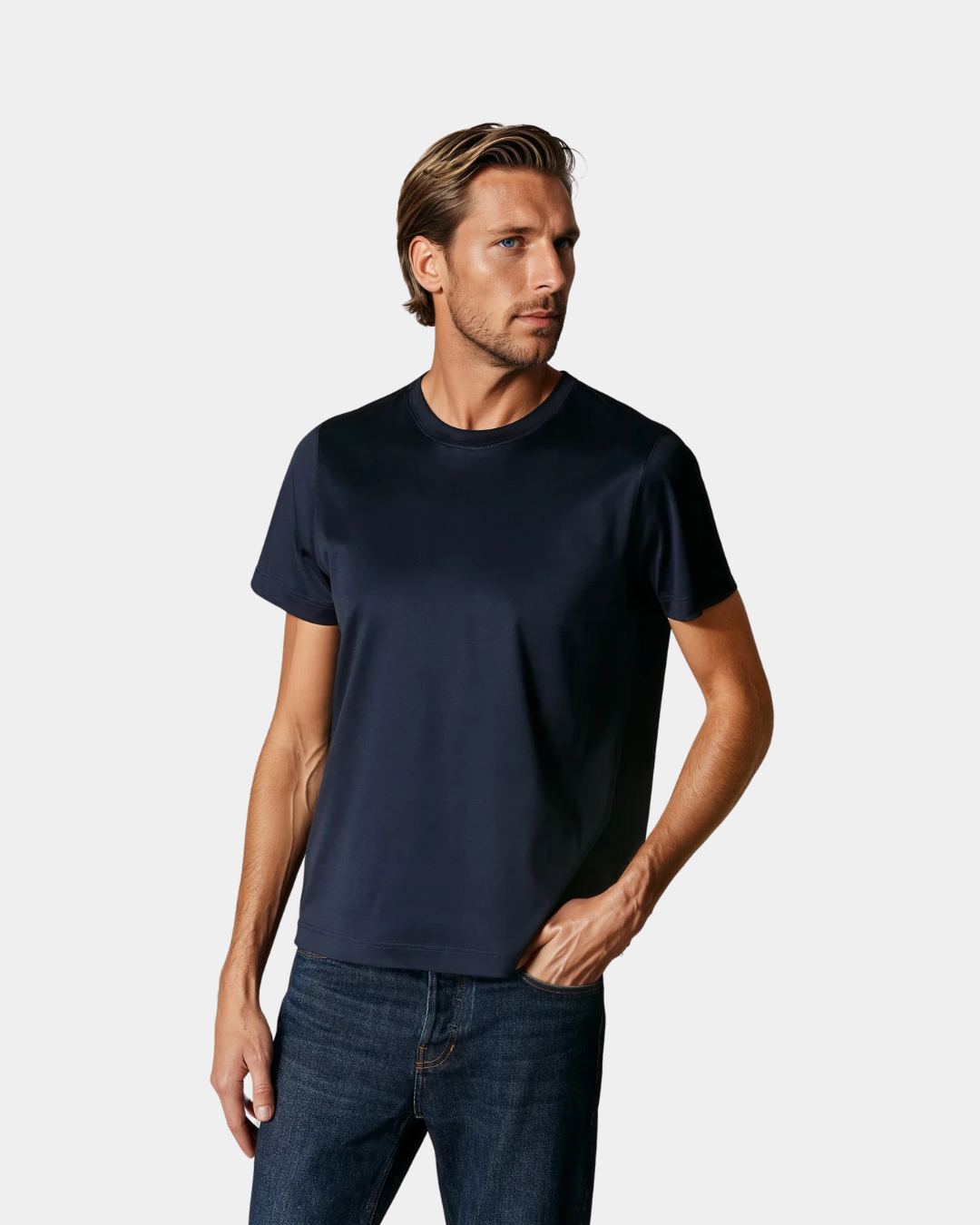 Mercerized Cotton T-Shirt – Dark Blue – Célvare