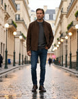 Milan Structured Everyday Suede-Look Jacket - Brown