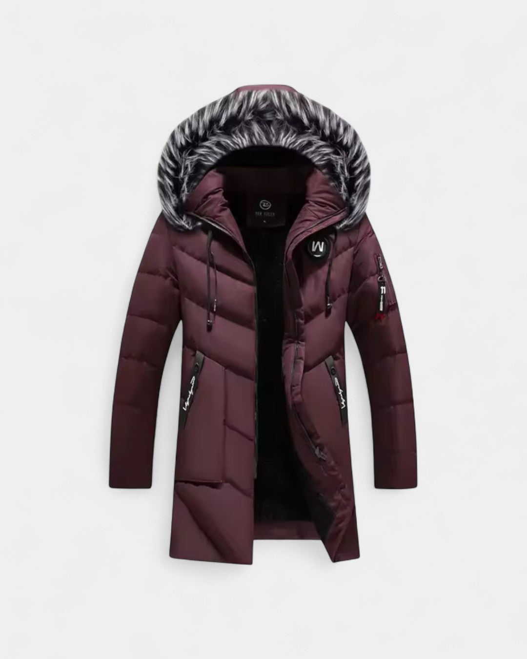 Valmont Insulated Black Hooded Parka - Red