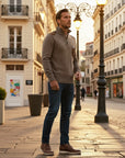 Renard Half-Zip Shoulder Detail Sweater - Brown