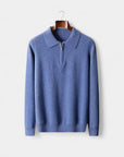 Chamberlain Wool Quarter Zip Polo - Blue