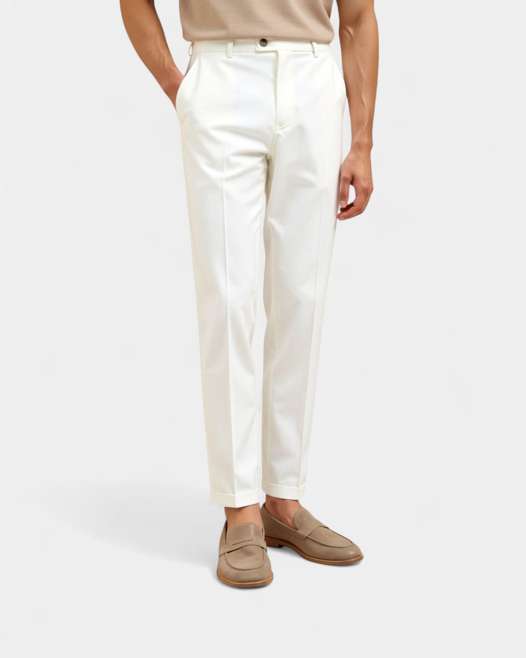 Smart Tailored Regular Fit Chino Ankle Pants - White – Célvare