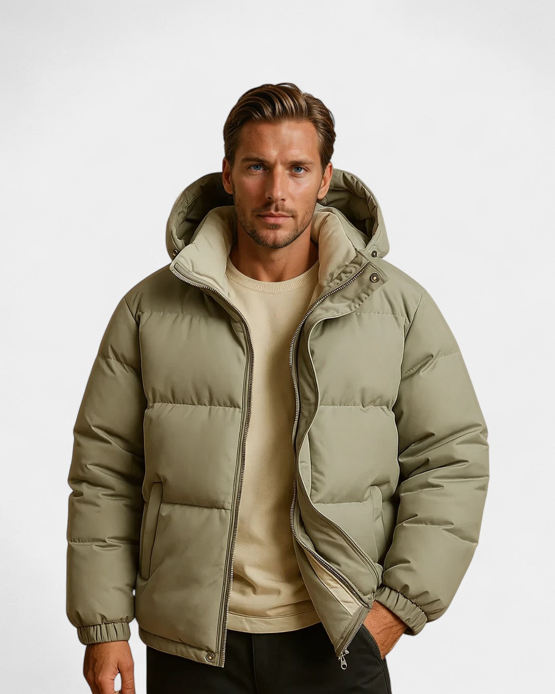 Milan Modern Polyester Everyday Puffer Jacket - Green