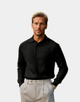 Old Money Retro Solid Knit Sweater - Black