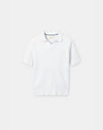 Polyester Blend Stripe Pattern Polo T-Shirt - White