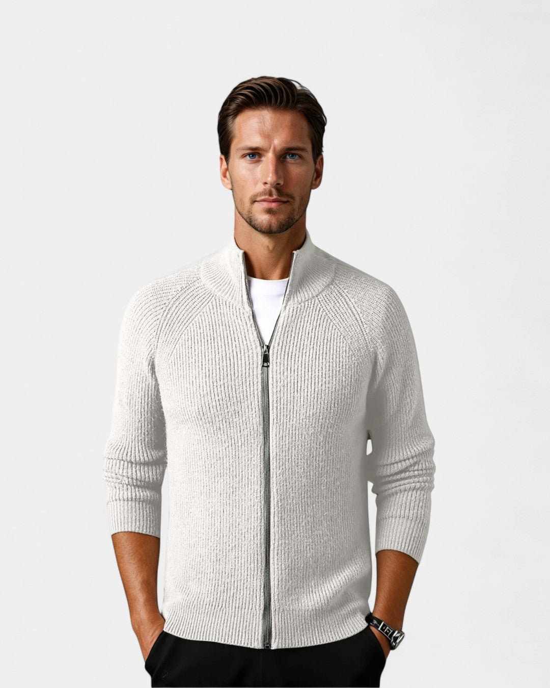 Santorini Zipper Vest Jacket - Milk White