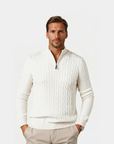 The Old Money Quarter Zip Knit - White