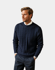 Men’s Premium O-Neck Ribbed Pullover - Navy