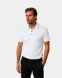 Structured Button-Front Knit Polo Shirt - White