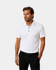 Structured Button-Front Knit Polo Shirt - White