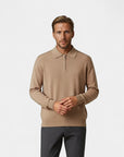 Chamberlain Wool Quarter Zip Polo - Sand