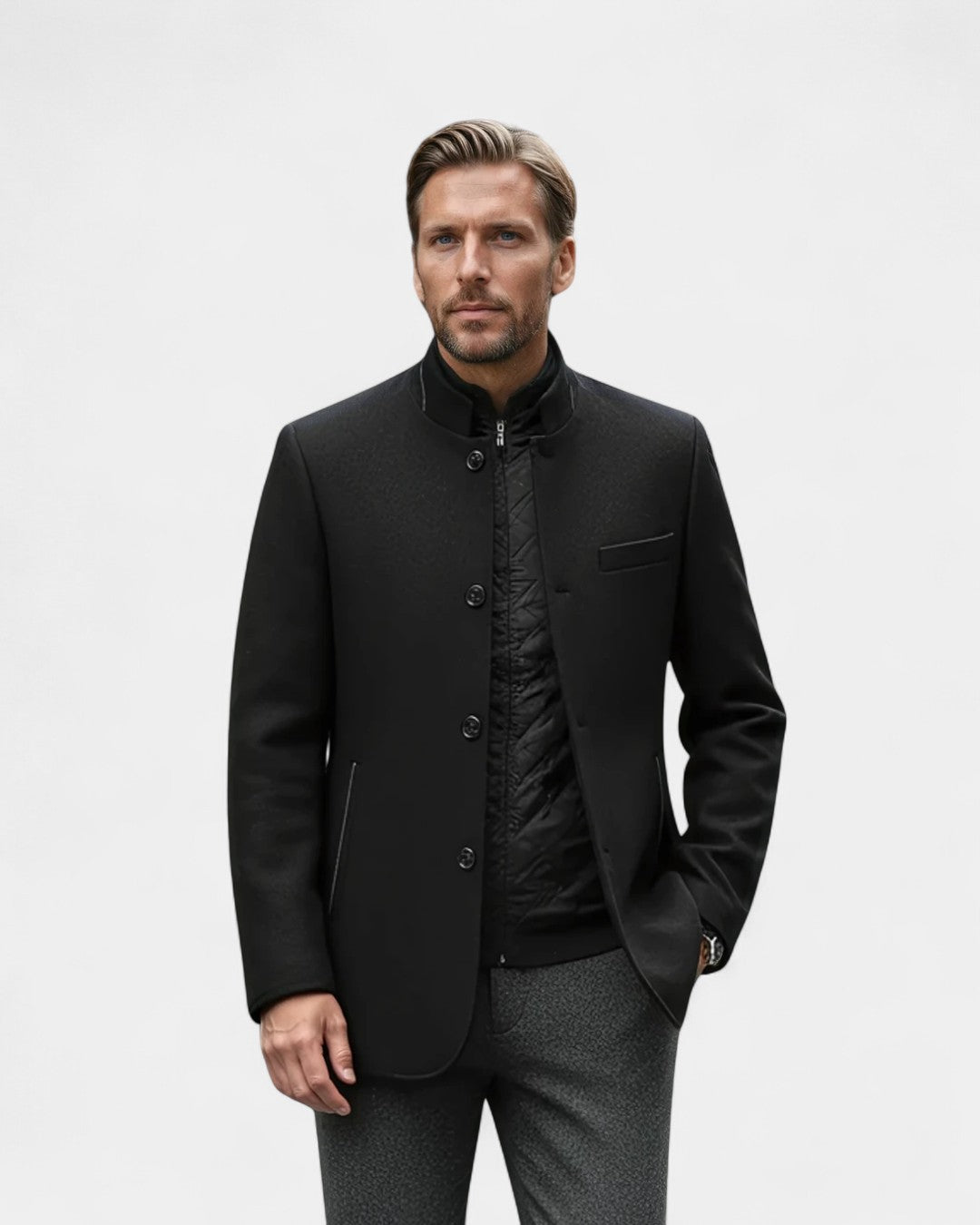 Tremblay Wool-Blend Tailored Blazer Jacket - Black