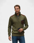 Renard Half-Zip Shoulder Detail Sweater - Green