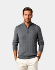 The Old Money Quarter Zip Knit - Gray