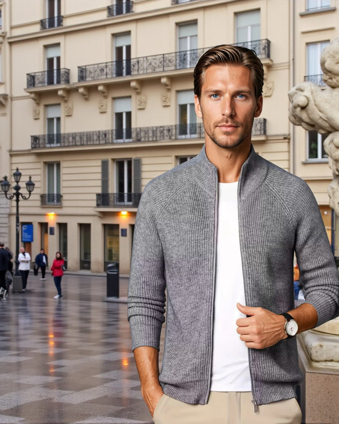 Santorini Zipper Vest Jacket - Gray