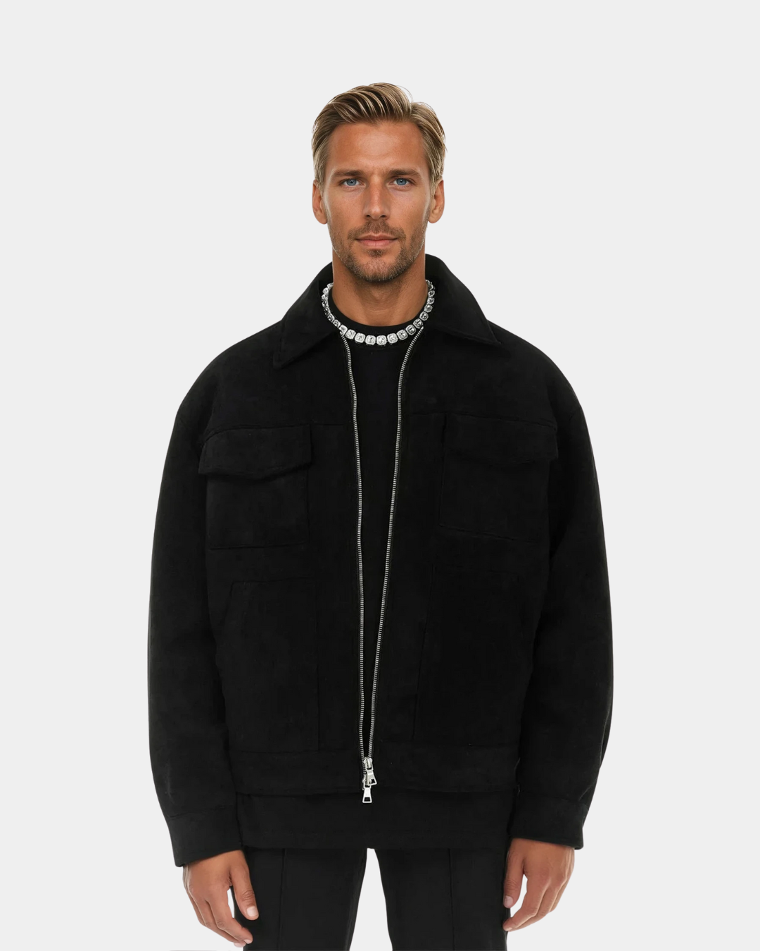 Renard Structured Zip Utility Jacket - Black