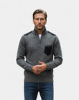 Renard Half-Zip Shoulder Detail Sweater - Gray