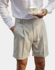 Old Money Cropped Luxe Tailored Shorts - Apricot