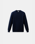 Men’s Premium O-Neck Ribbed Pullover - Navy