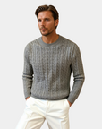 Men’s Premium O-Neck Ribbed Pullover - Gray