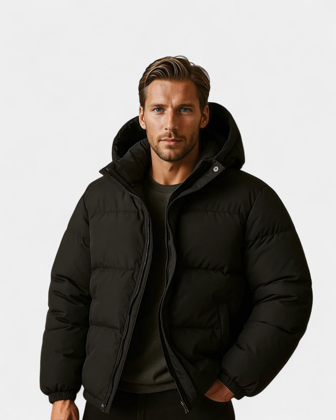 Milan Modern Polyester Everyday Puffer Jacket - Black