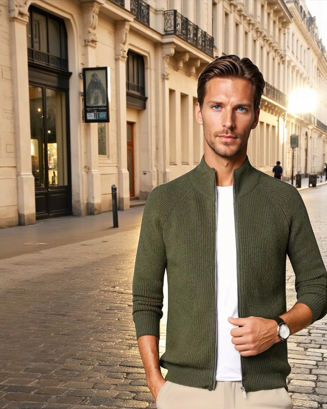 Santorini Zipper Vest Jacket - Green