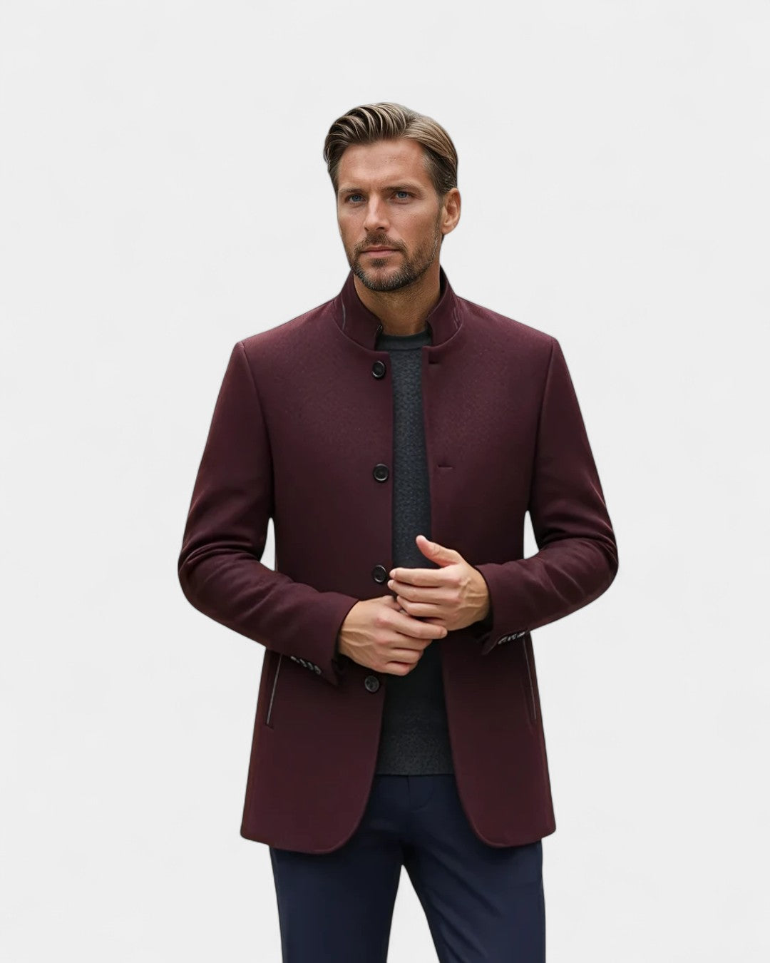 Tremblay Wool-Blend Tailored Blazer Jacket - Red