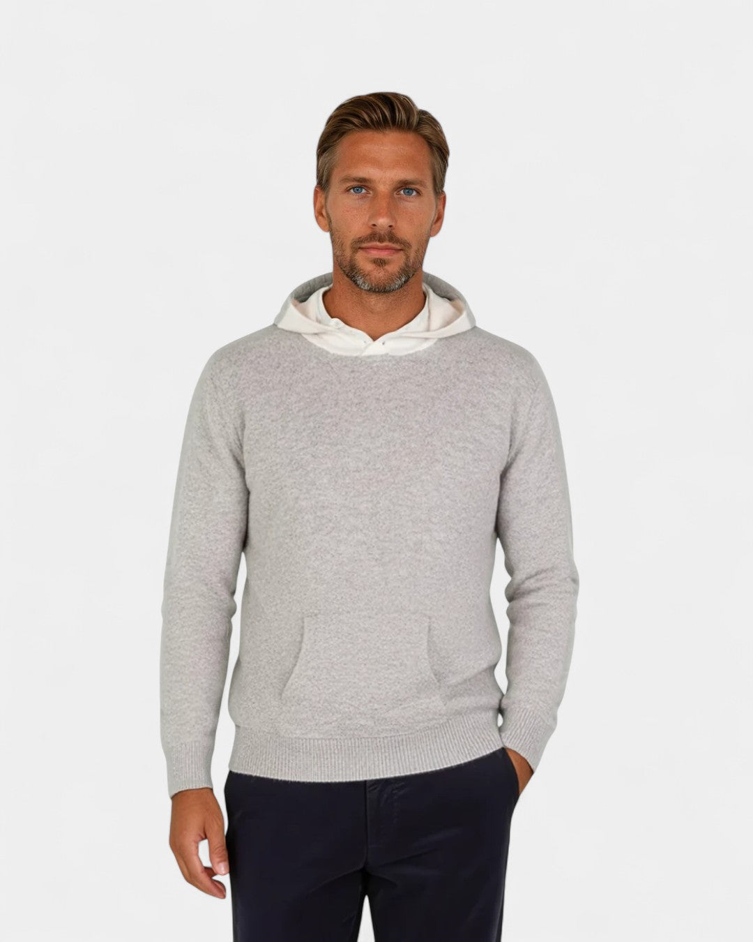 Vaudet Wool Pullover Hoodie pour hommes - Gris