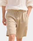 Old Money Natural Linen Drawstring Shorts - Beige
