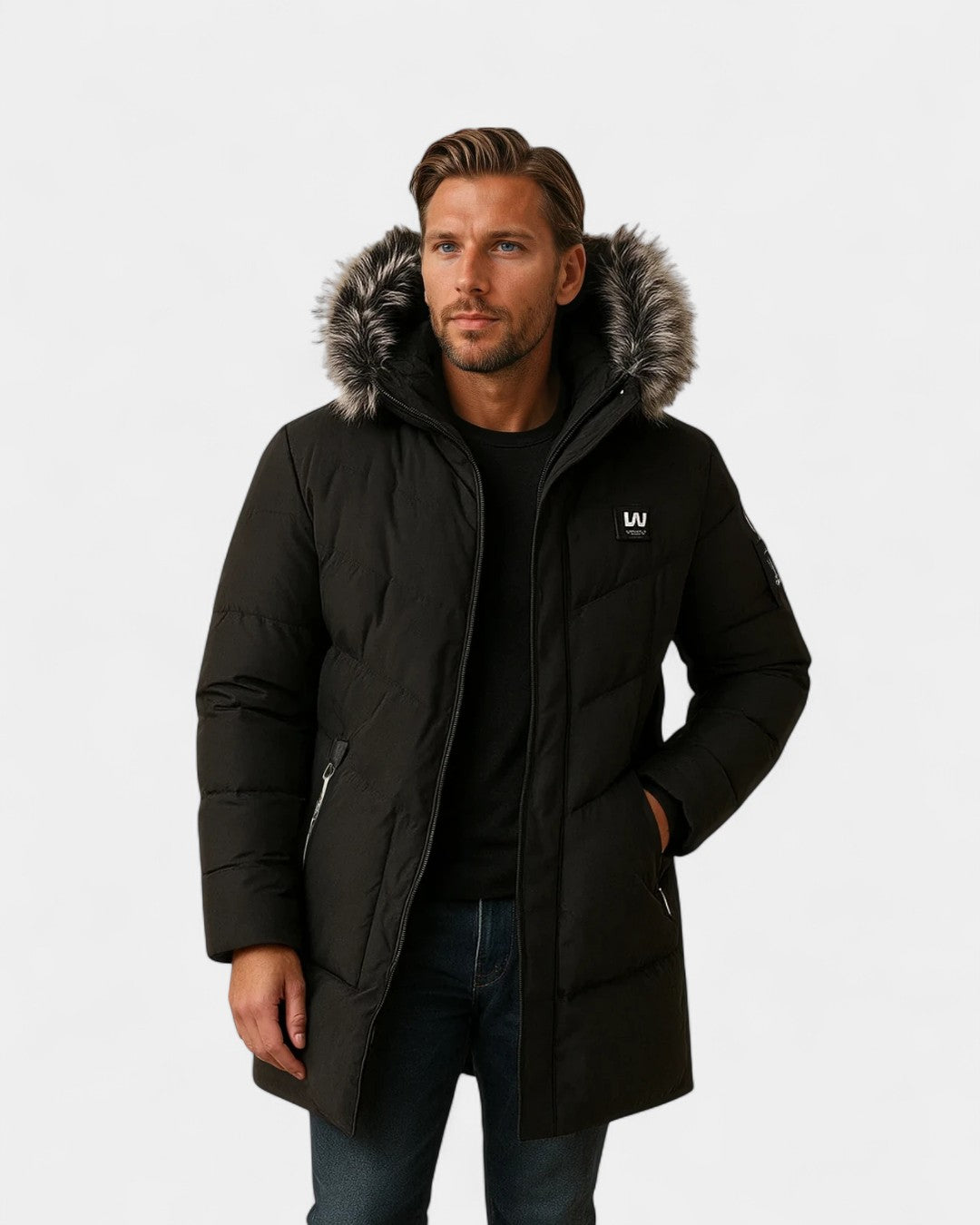 Valmont Insulated Black Hooded Parka - Black