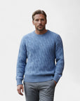 Luciénte Cable-Knit Wool Crewneck Sweater - Blue