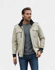 Renard Lightweight Bomber Jacket with High Collar - Khaki