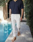 Tailored Comfort Linen Summer Trouser - White