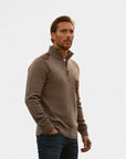Renard Half-Zip Shoulder Detail Sweater - Brown