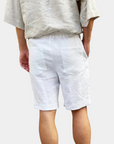 Old Money White Linen Tailored Shorts