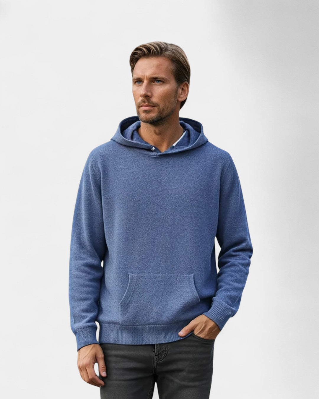 Vaudet Wool Pullover Hoodie for Men - Blue
