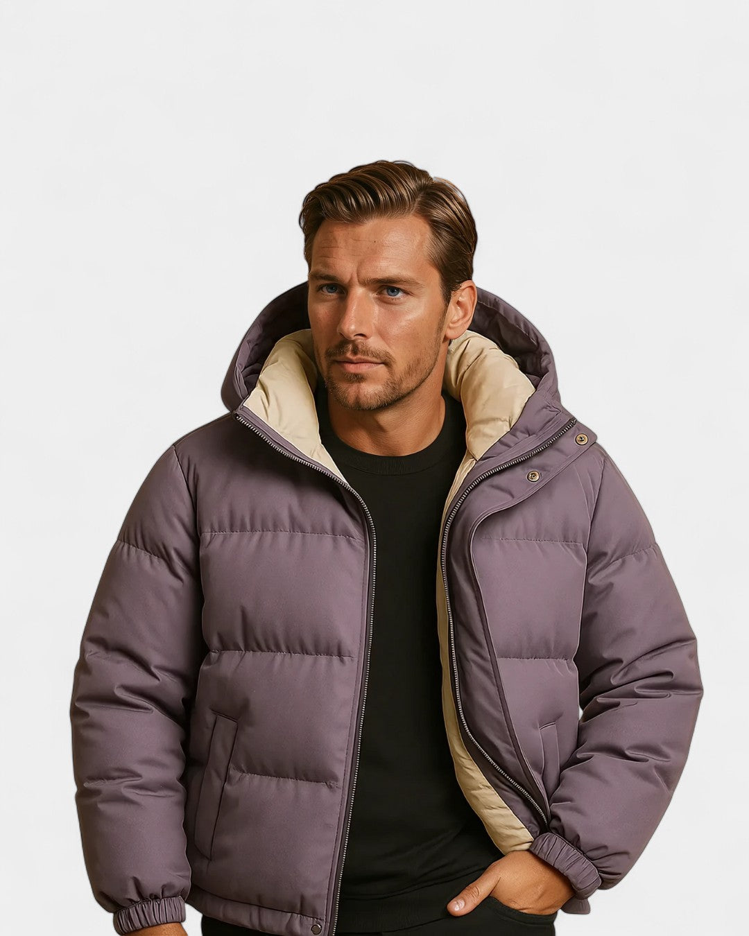 Milan Modern Polyester Everyday Puffer Jacket - Plum