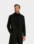 Regency Double-Breasted City Overcoat - Black