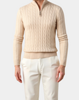 The Old Money Quarter Zip Knit - Beige