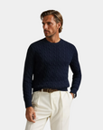 Men’s Premium O-Neck Ribbed Pullover - Navy