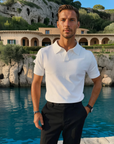 V-Collar Essential Polo Shirt - White