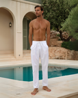 Monaco Cotton Spandex Drawstring Trousers - White