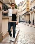 Mason Colorblock Relaxed Fit Sweater - Beige