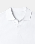 Polyester Blend Stripe Pattern Polo T-Shirt - White