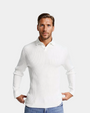 Old Money Ribbed Long Sleeve Polo Shirt - White