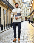 Mason Colorblock Relaxed Fit Sweater - White