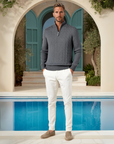 The Old Money Quarter Zip Knit - Gray
